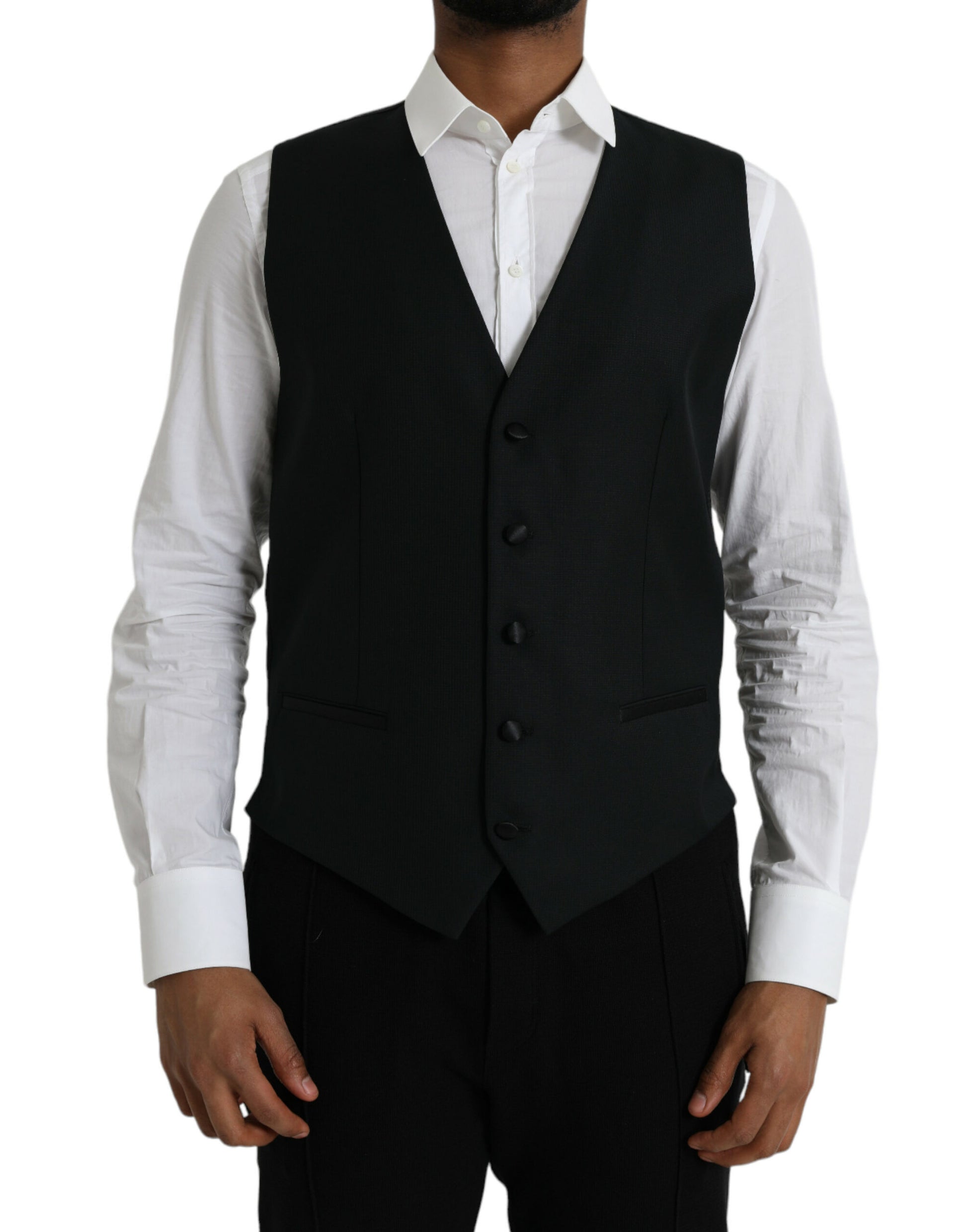 Dolce & Gabbana Gilet Noir en Laine Robe Gilet Formel