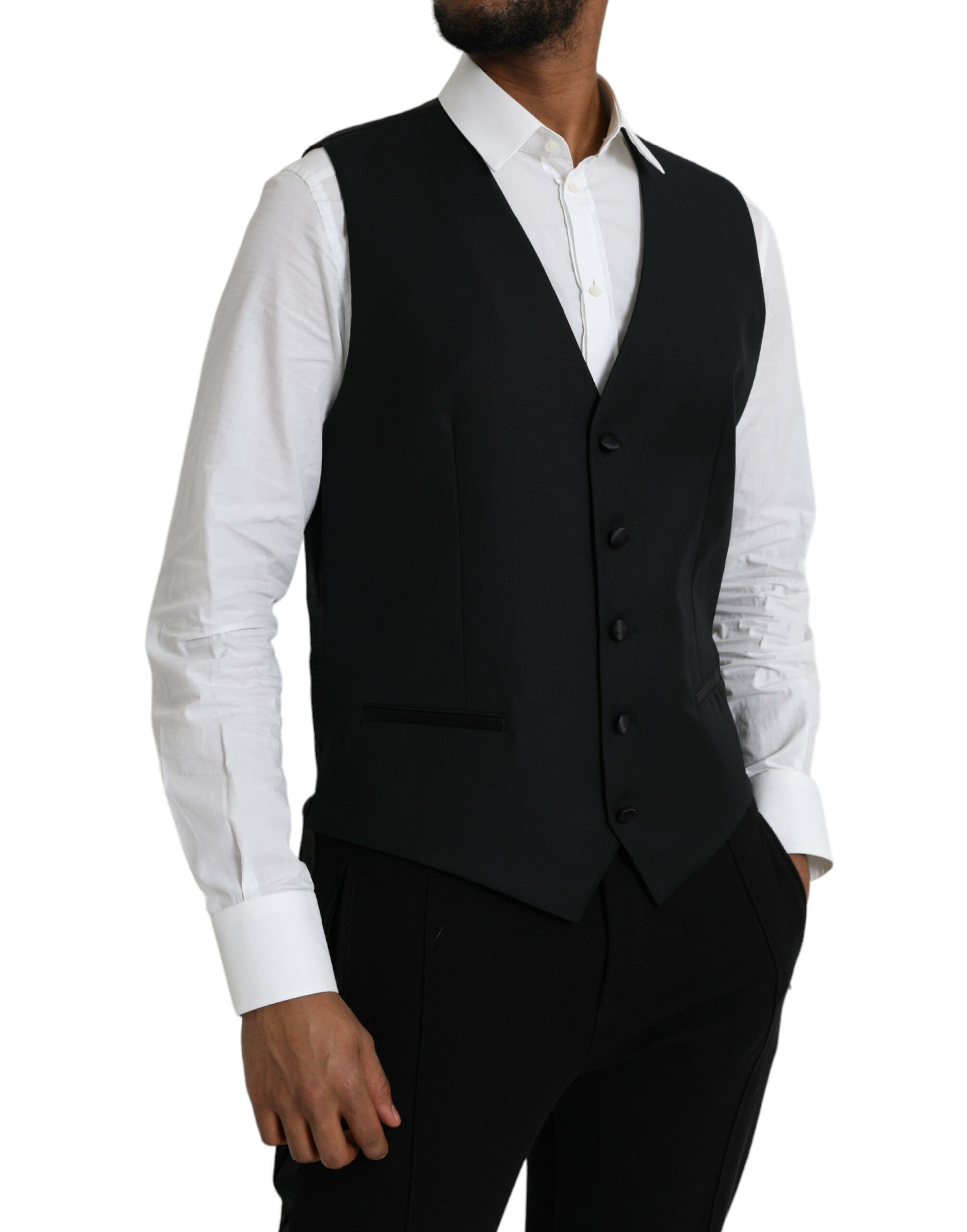 Dolce & Gabbana Gilet Noir en Laine Robe Gilet Formel