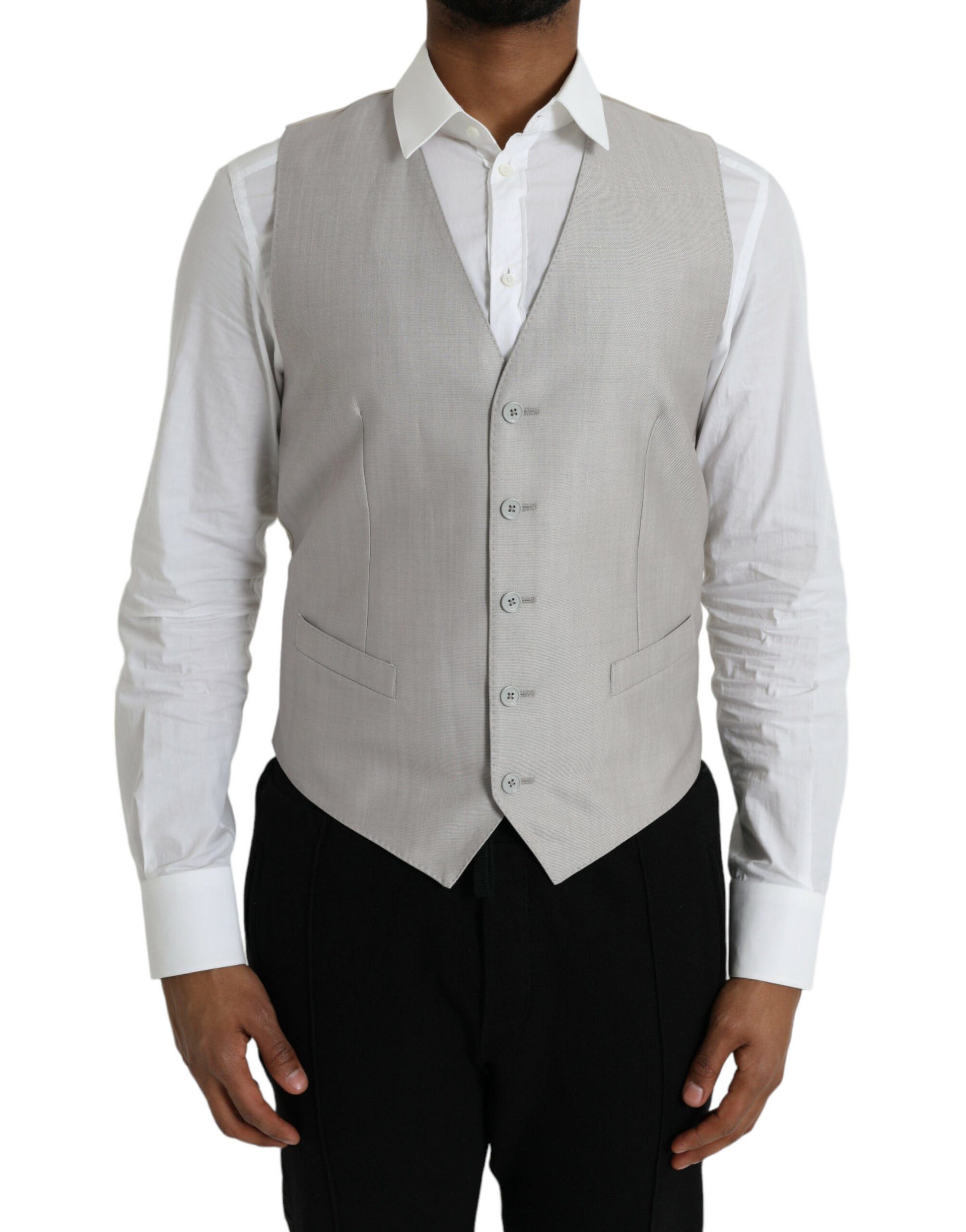 Gilet de costume Dolce & Gabbana en laine gris clair