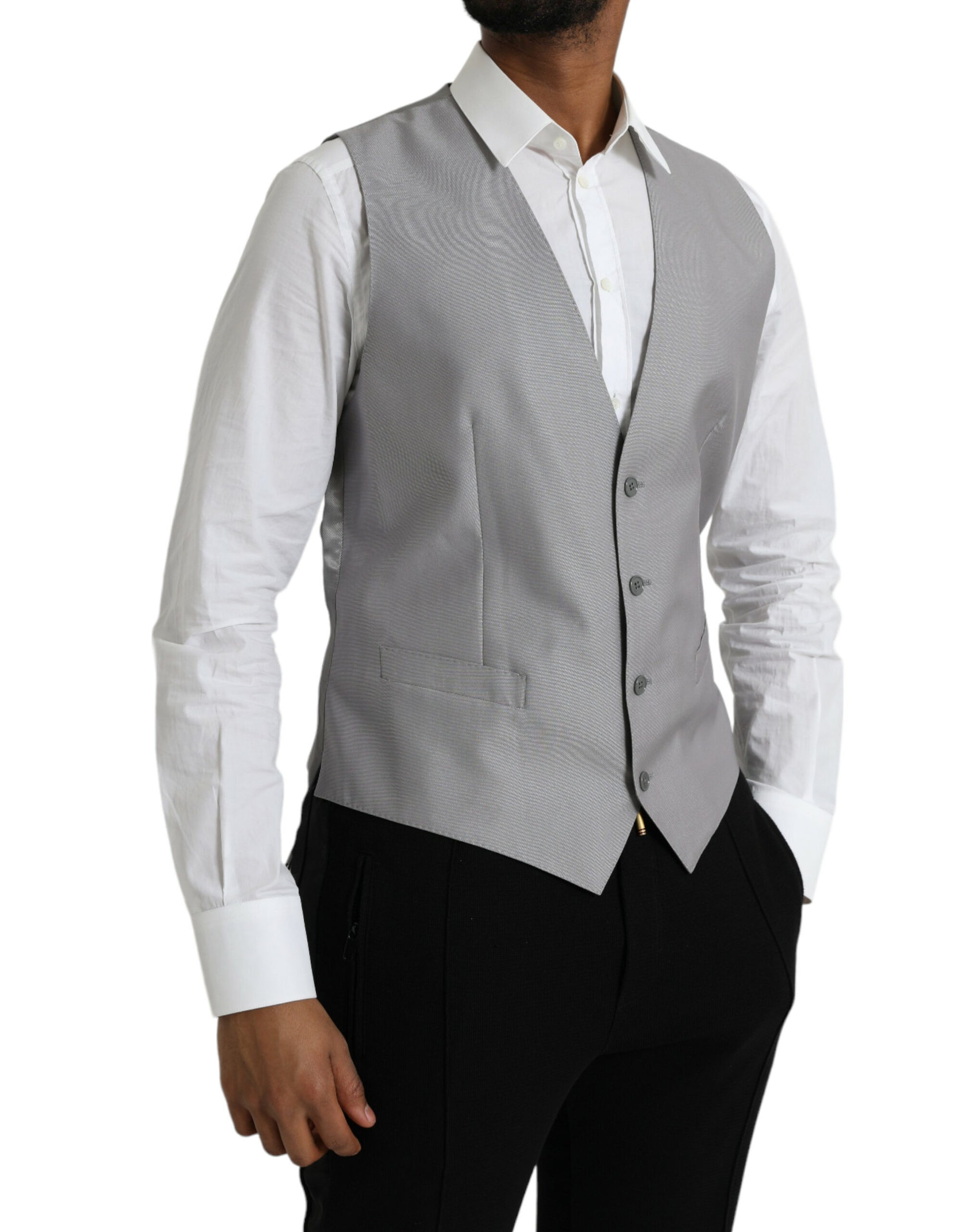 Gilet de costume Dolce & Gabbana en laine gris clair