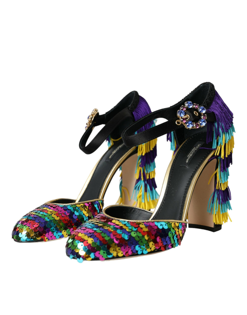 Chaussures Mary Jane à Paillettes Multicolores et Cristaux Dolce & Gabbana
