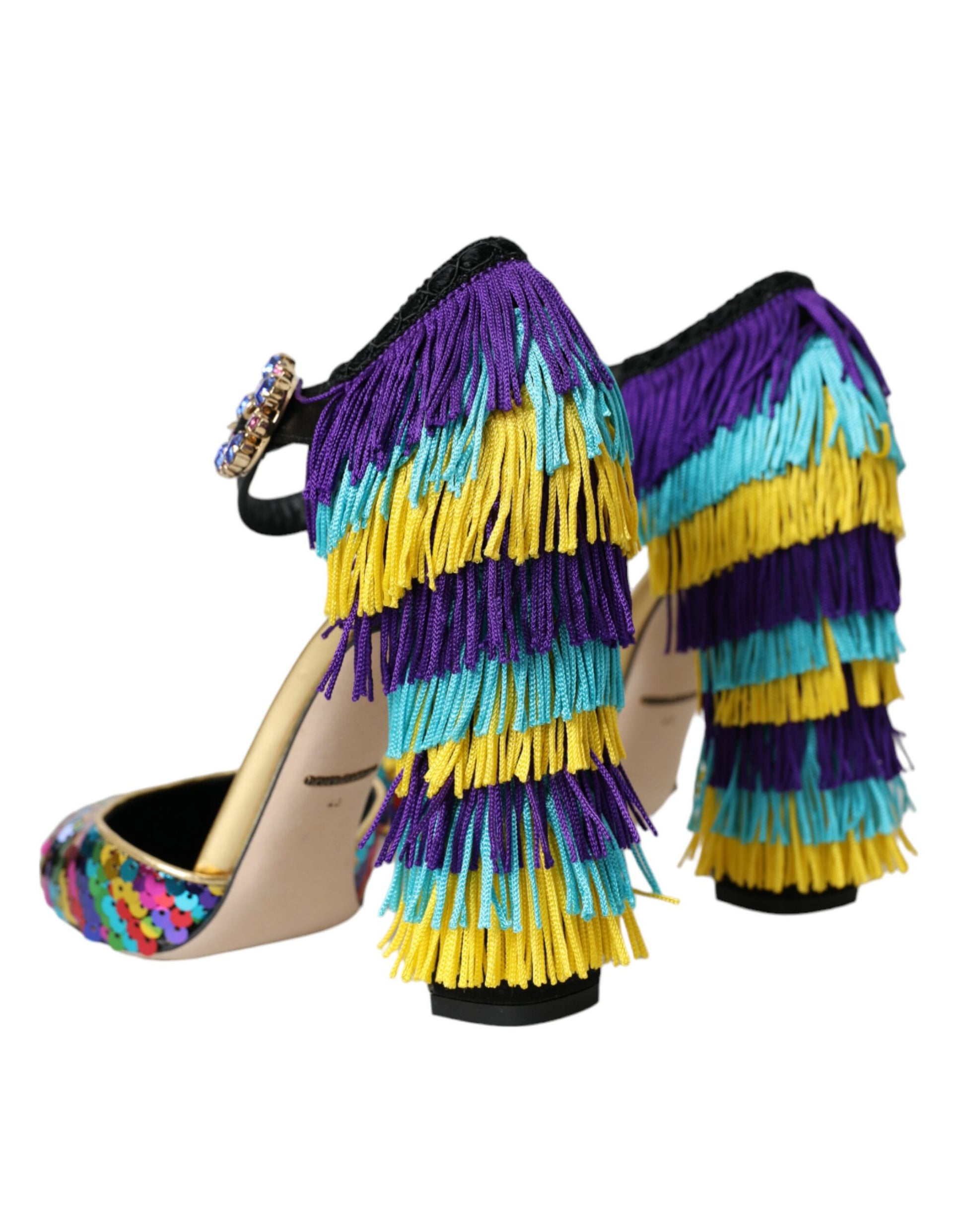 Chaussures Mary Jane à Paillettes Multicolores et Cristaux Dolce & Gabbana