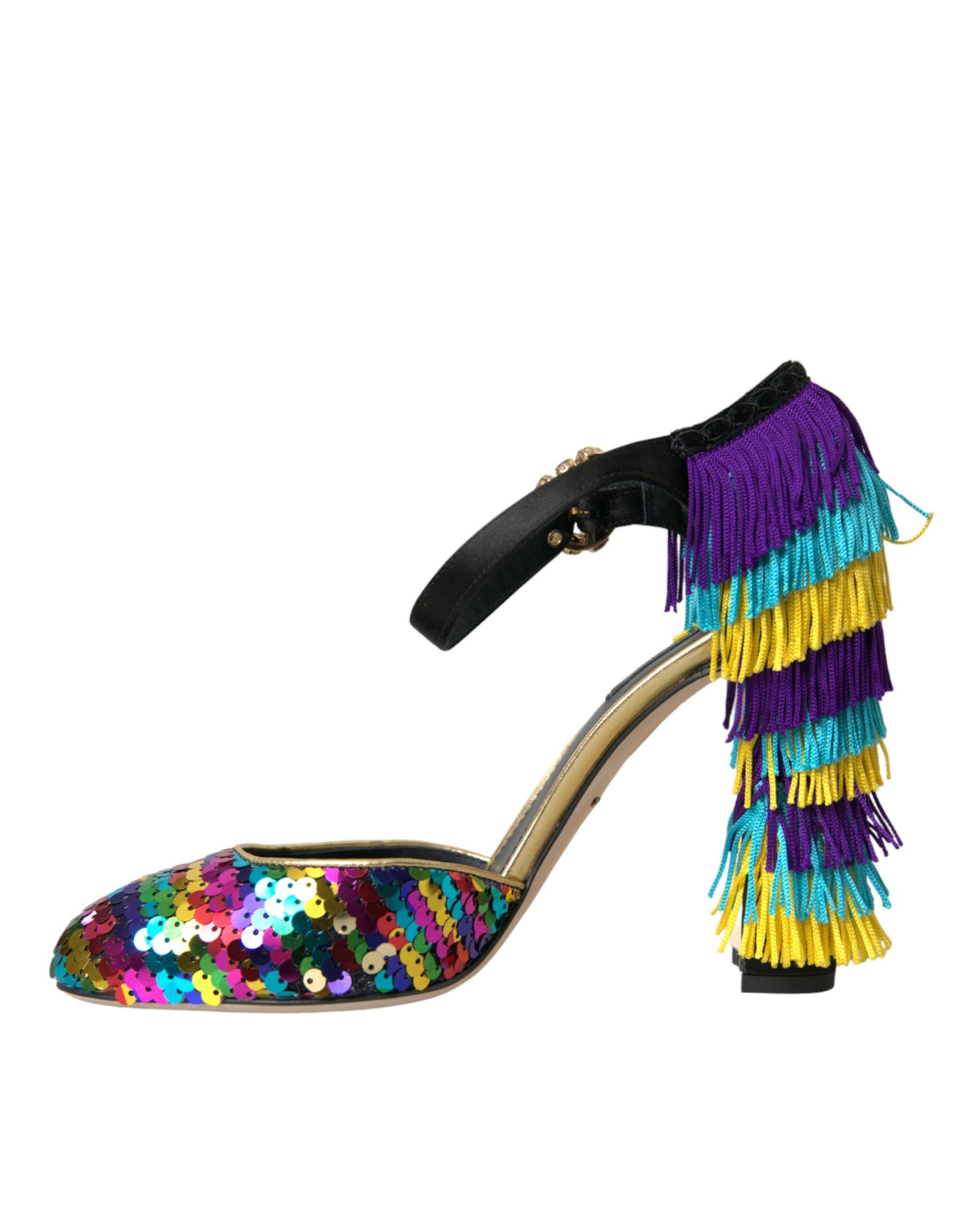 Chaussures Mary Jane à Paillettes Multicolores et Cristaux Dolce & Gabbana