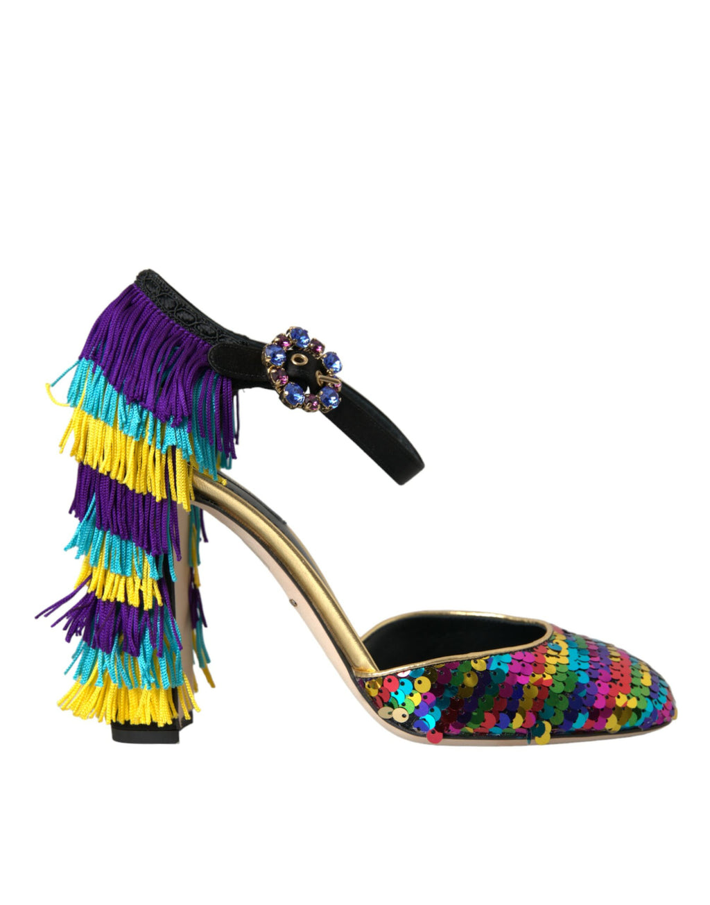 Chaussures Mary Jane à Paillettes Multicolores et Cristaux Dolce & Gabbana