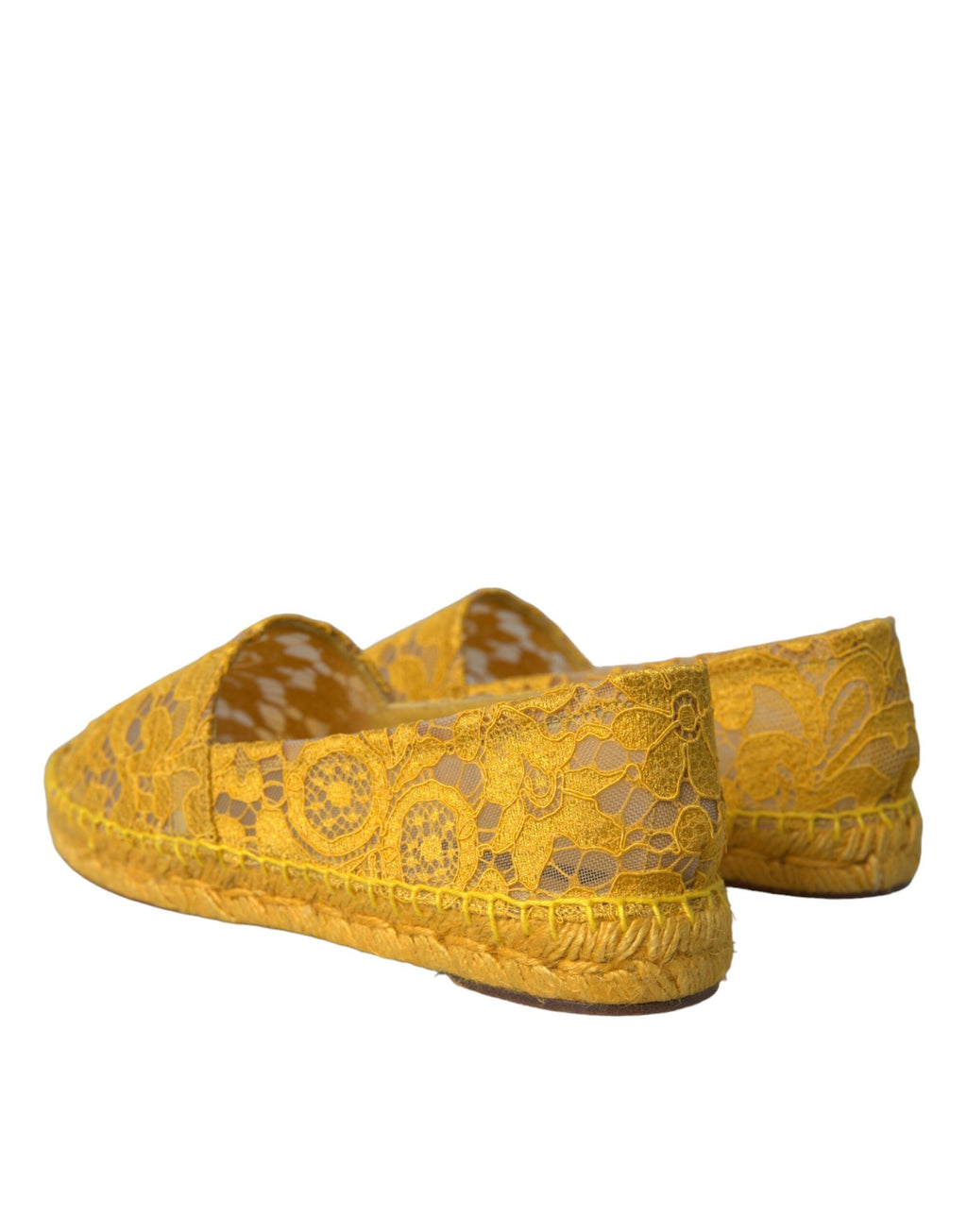 Mocassins espadrilles plats en dentelle Taormina jaune Dolce & Gabbana