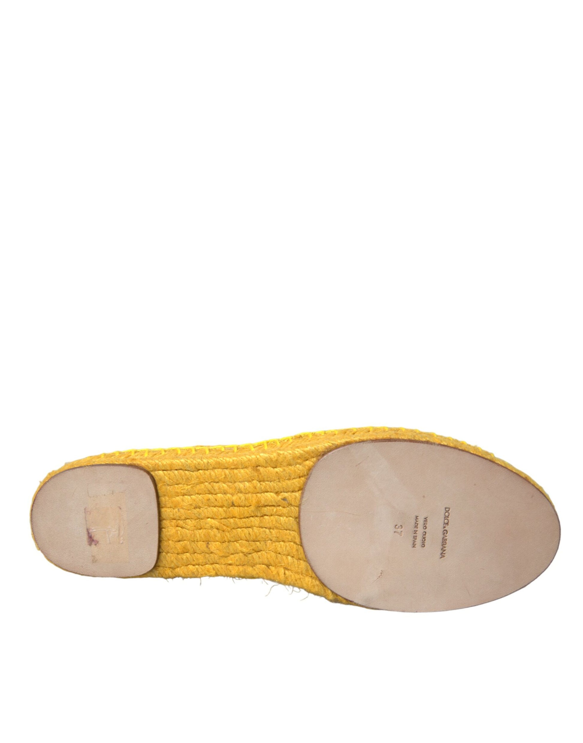 Mocassins espadrilles plats en dentelle Taormina jaune Dolce & Gabbana
