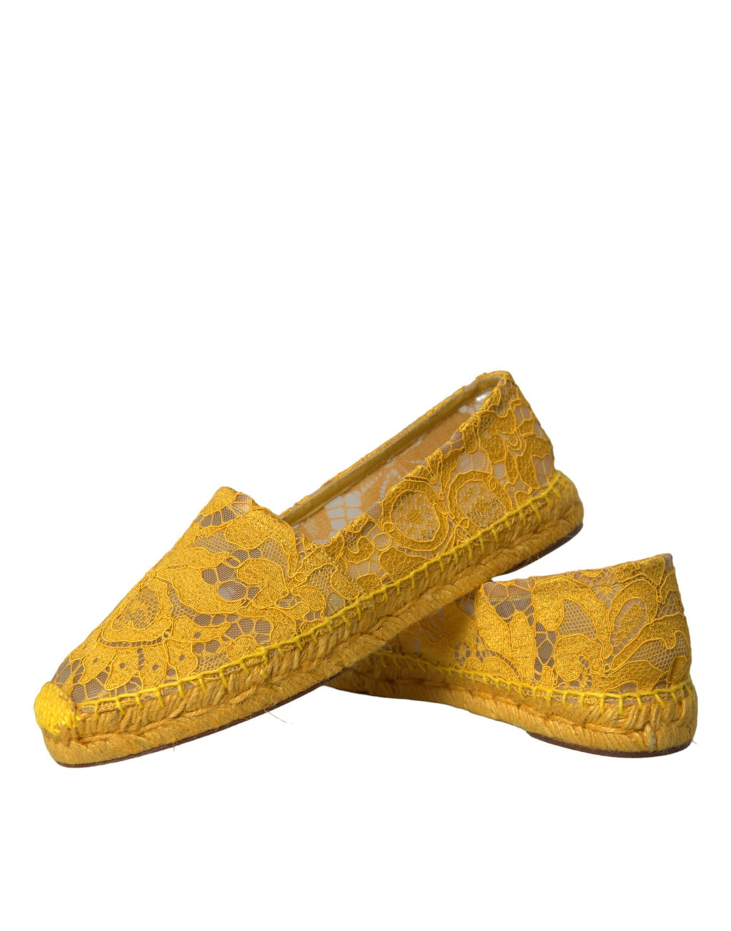 Mocassins espadrilles plats en dentelle Taormina jaune Dolce & Gabbana