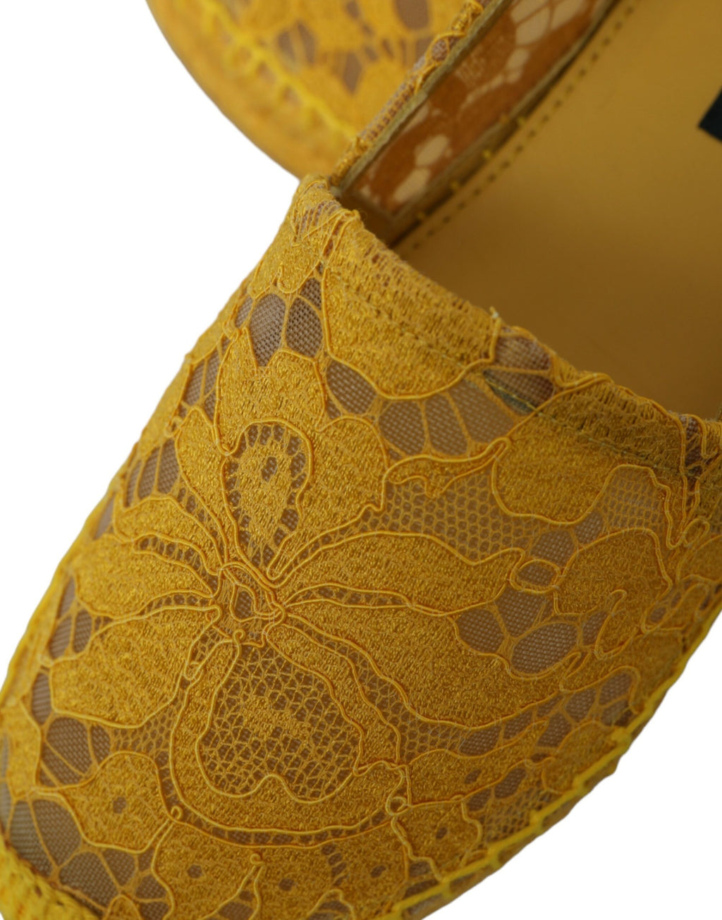 Mocassins espadrilles plats en dentelle Taormina jaune Dolce & Gabbana
