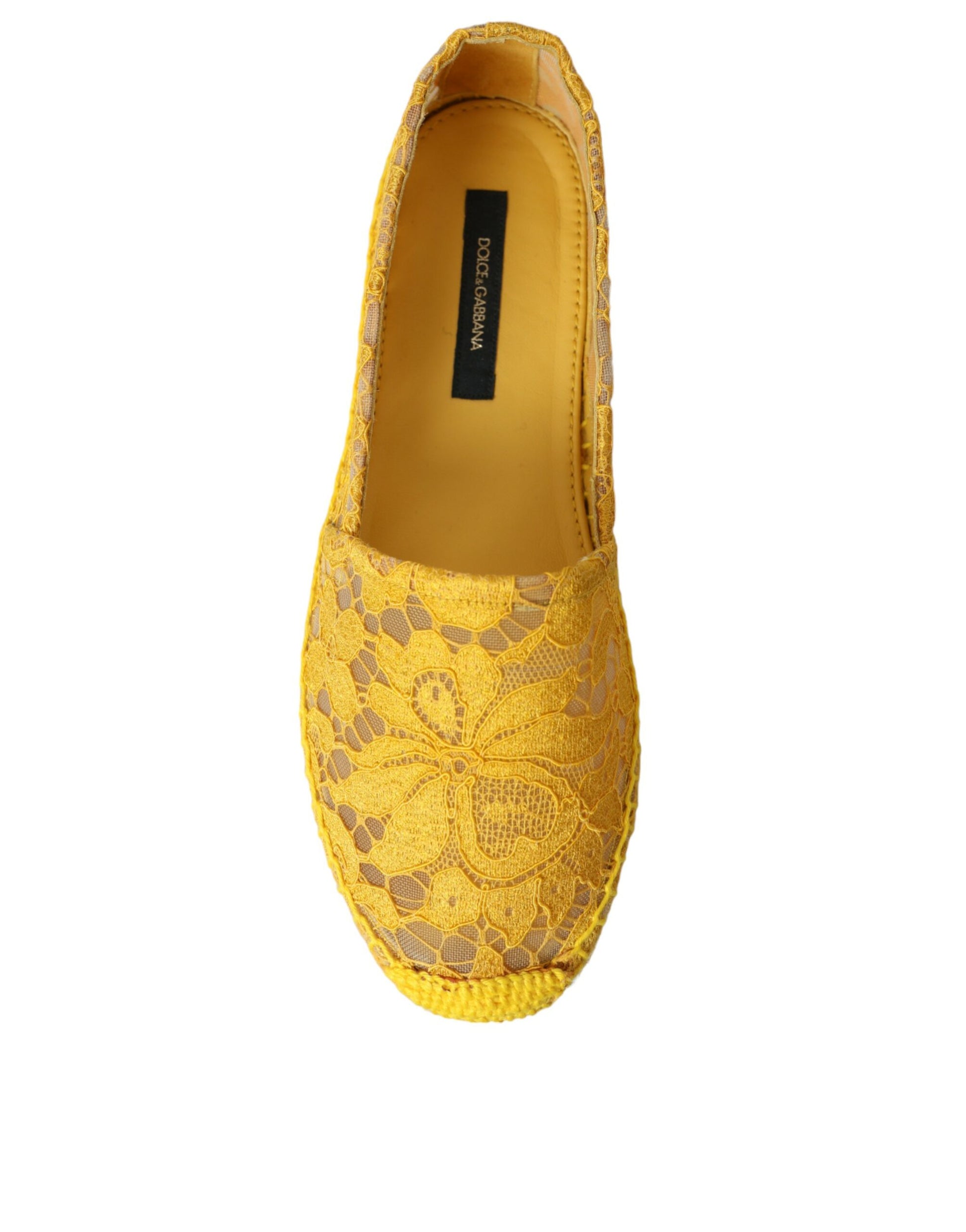 Mocassins espadrilles plats en dentelle Taormina jaune Dolce & Gabbana