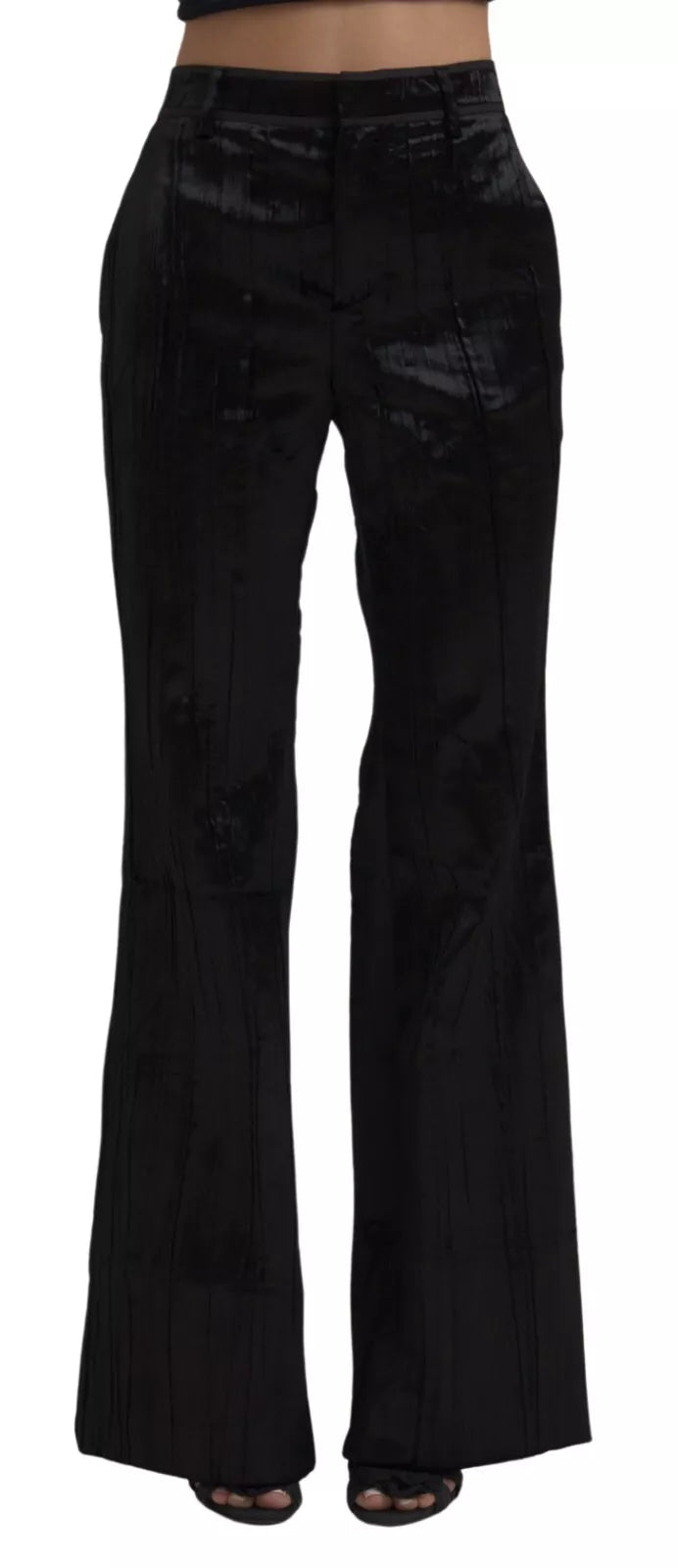 Pantalon Dsquared² noir en viscose taille haute super évasé