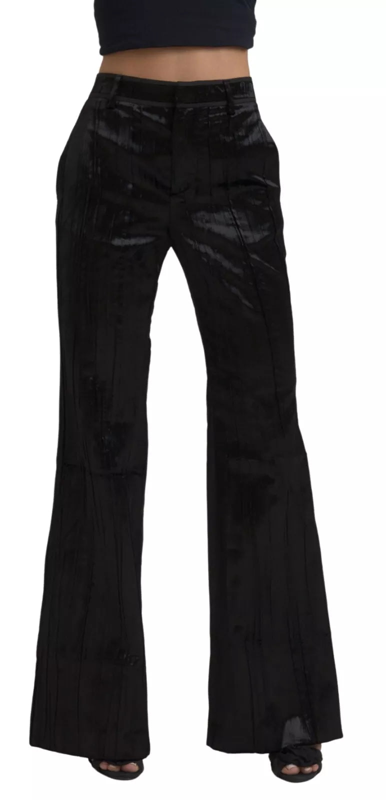 Pantalon Dsquared² noir en viscose taille haute super évasé