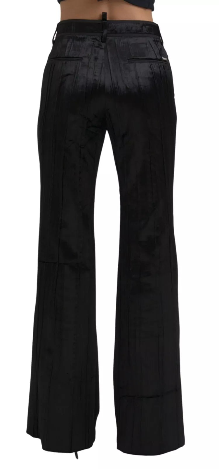 Pantalon Dsquared² noir en viscose taille haute super évasé