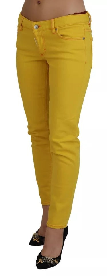 Jean denim Dsquared² Jennifer taille basse court en coton jaune