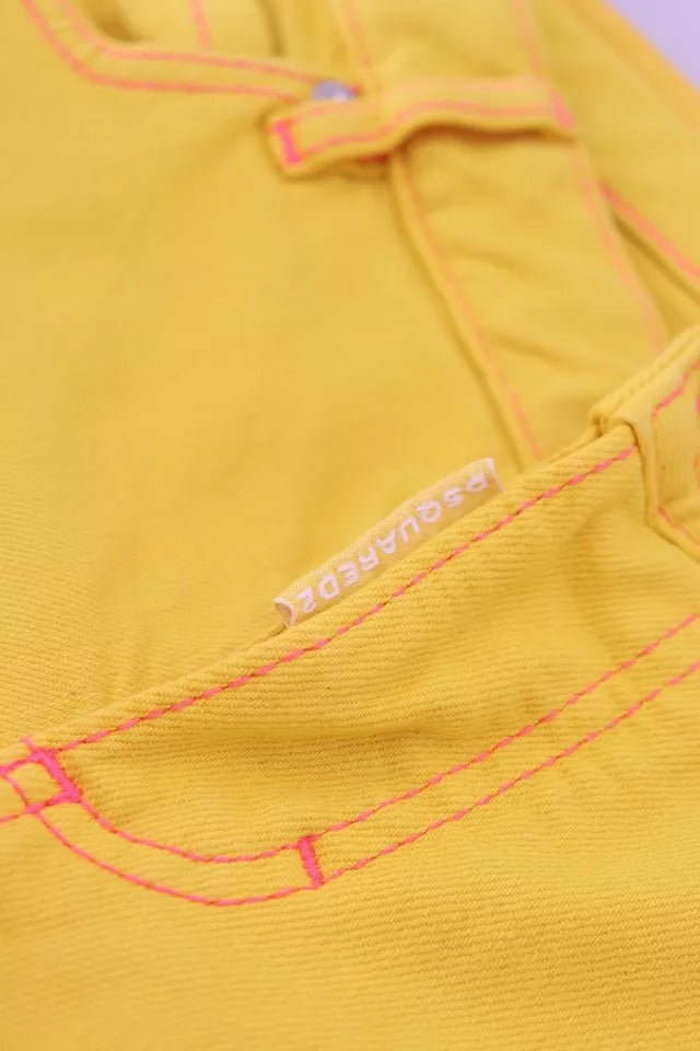 Jean denim Dsquared² Jennifer taille basse court en coton jaune