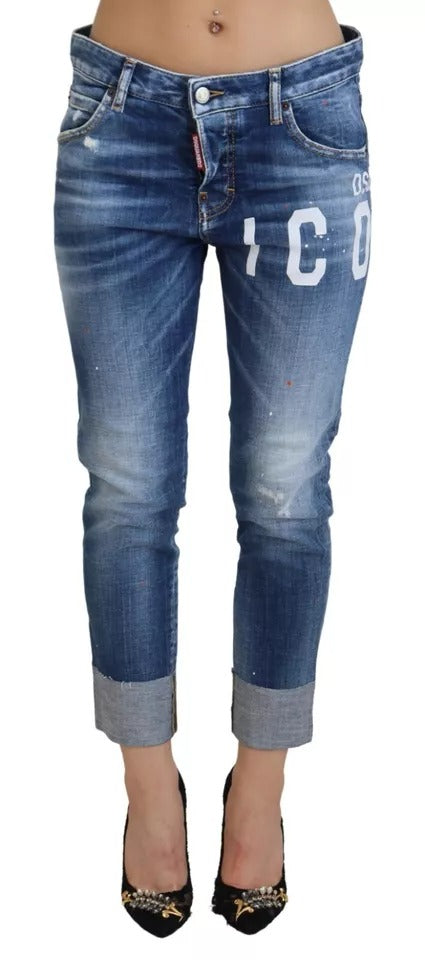 Jean Dsquared² en denim Cool Girl court taille basse Blue Icon
