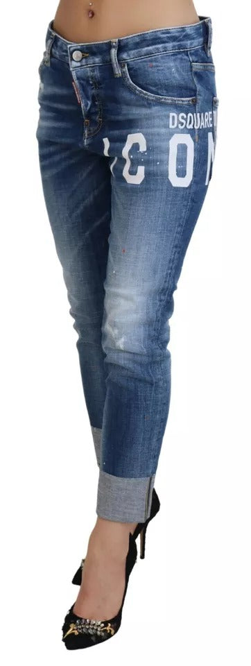 Jean Dsquared² en denim Cool Girl court taille basse Blue Icon