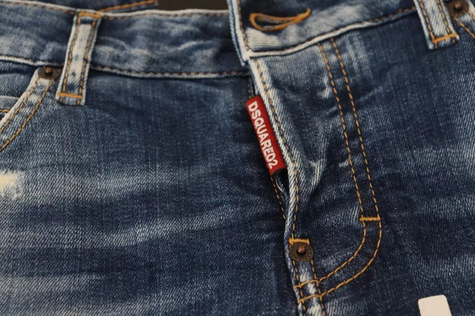 Jean Dsquared² en denim Cool Girl court taille basse Blue Icon