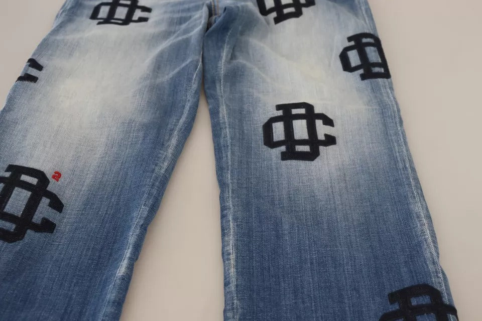 Dsquared² Jean Boston taille haute droit en denim délavé bleu