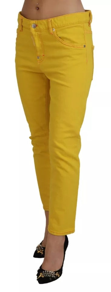 Jeans Cool Girl en denim de coton jaune taille basse raccourci Dsquared²