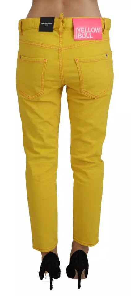 Jeans Cool Girl en denim de coton jaune taille basse raccourci Dsquared²