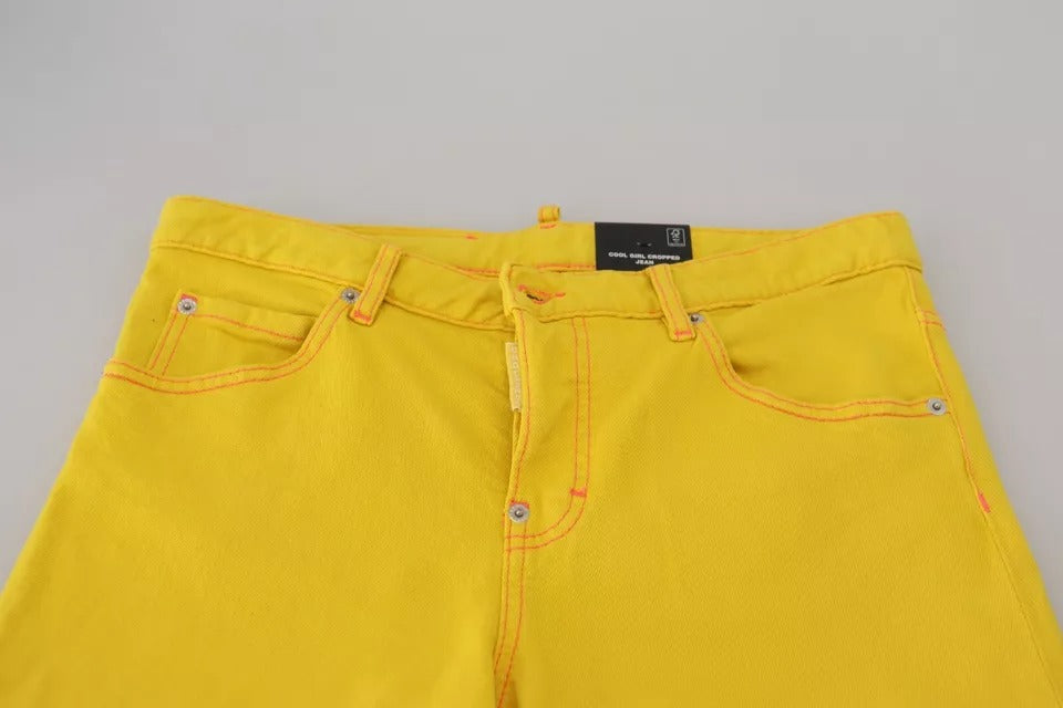 Jeans Cool Girl en denim de coton jaune taille basse raccourci Dsquared²