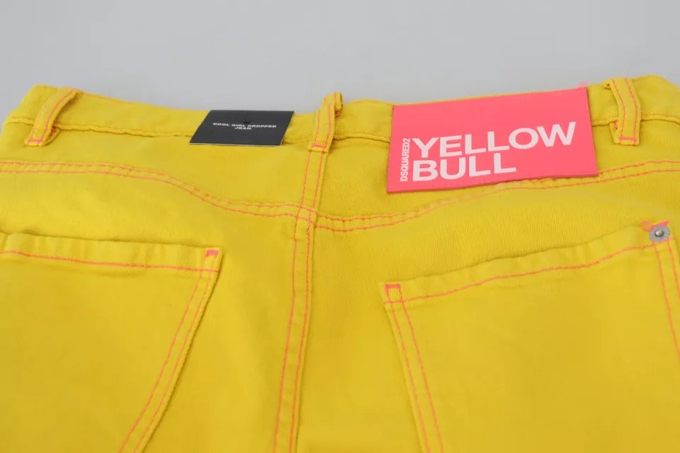 Jeans Cool Girl en denim de coton jaune taille basse raccourci Dsquared²