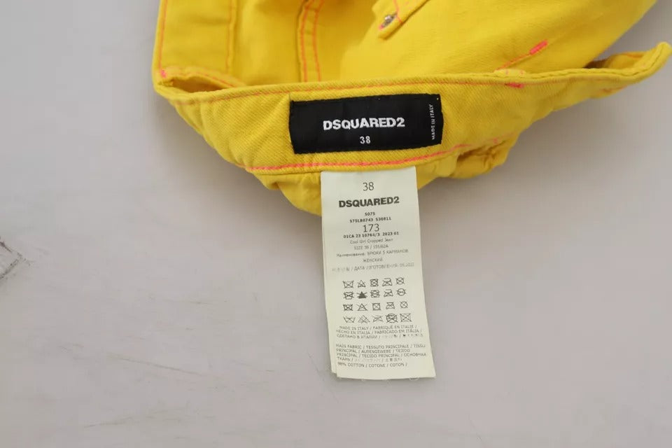Jeans Cool Girl en denim de coton jaune taille basse raccourci Dsquared²