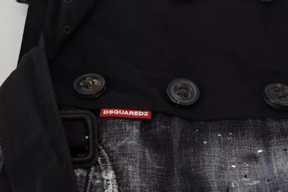 Mini-jupe en jean trapèze taille mi-haute Dsquared² noire vieillie