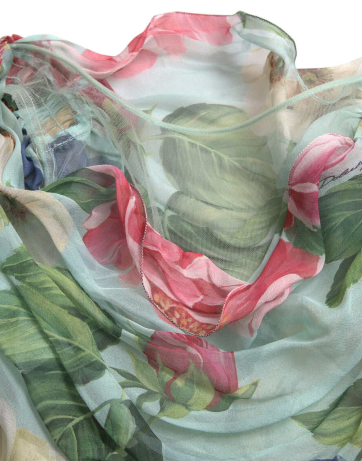 Robe longue maxi étagée Dolce & Gabbana à imprimé floral bleu