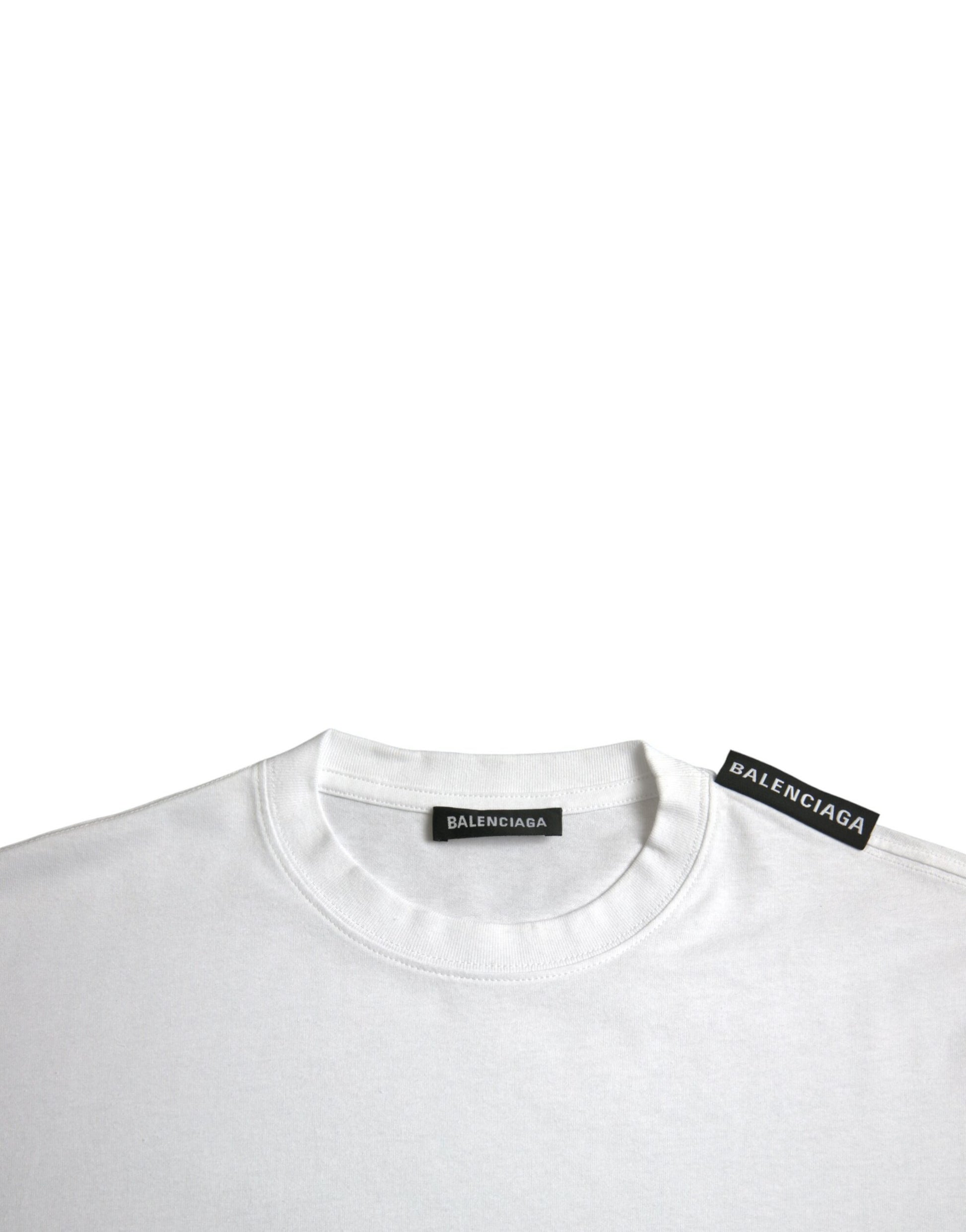 T-shirt Balenciaga en jersey de coton écru à col rond
