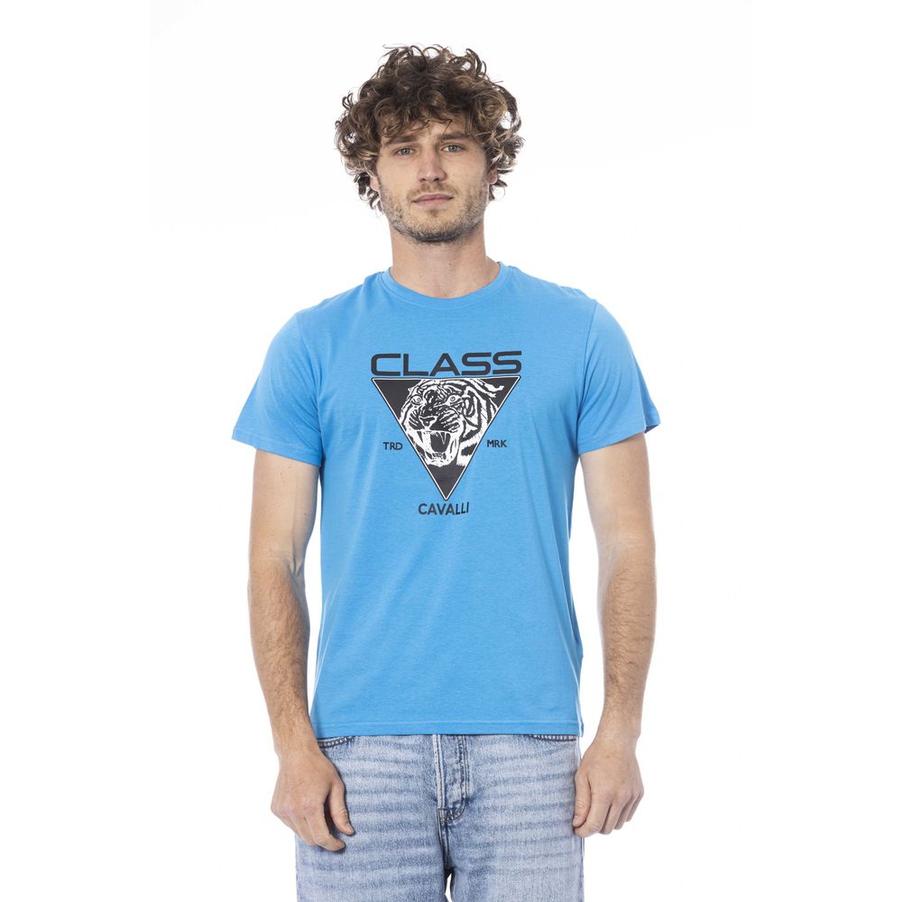 T-shirt Homme Coton Bleu Clair Cavalli Class