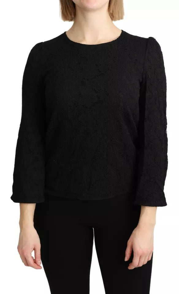 Chemisier Dolce & Gabbana en dentelle noire à manches longues (HAUT PERSONNEL)