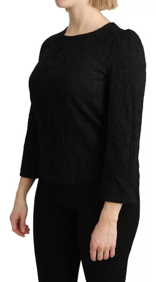 Chemisier Dolce & Gabbana en dentelle noire à manches longues (HAUT PERSONNEL)