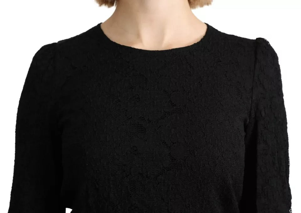 Chemisier Dolce & Gabbana en dentelle noire à manches longues (HAUT PERSONNEL)
