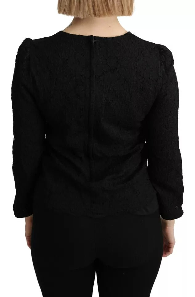 Chemisier Dolce & Gabbana en dentelle noire à manches longues (HAUT PERSONNEL)