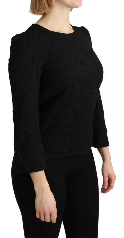 Chemisier Dolce & Gabbana en dentelle noire à manches longues (HAUT PERSONNEL)