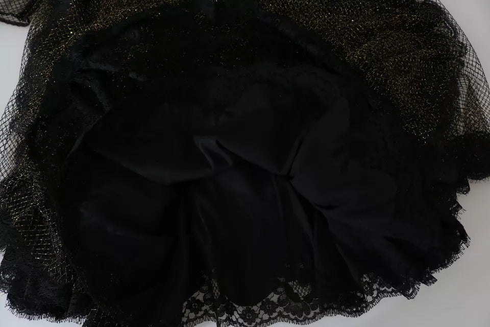 Dolce & Gabbana Black Gold Crystal Heart A-line Dress