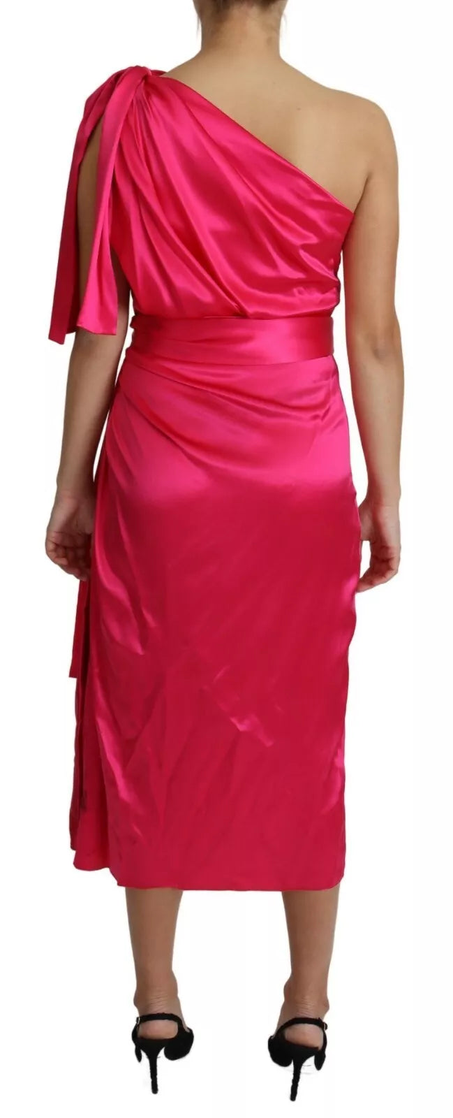 Robe Midi Rose Fushia Ajustée Asymétrique à Une Épaule Dolce & Gabbana