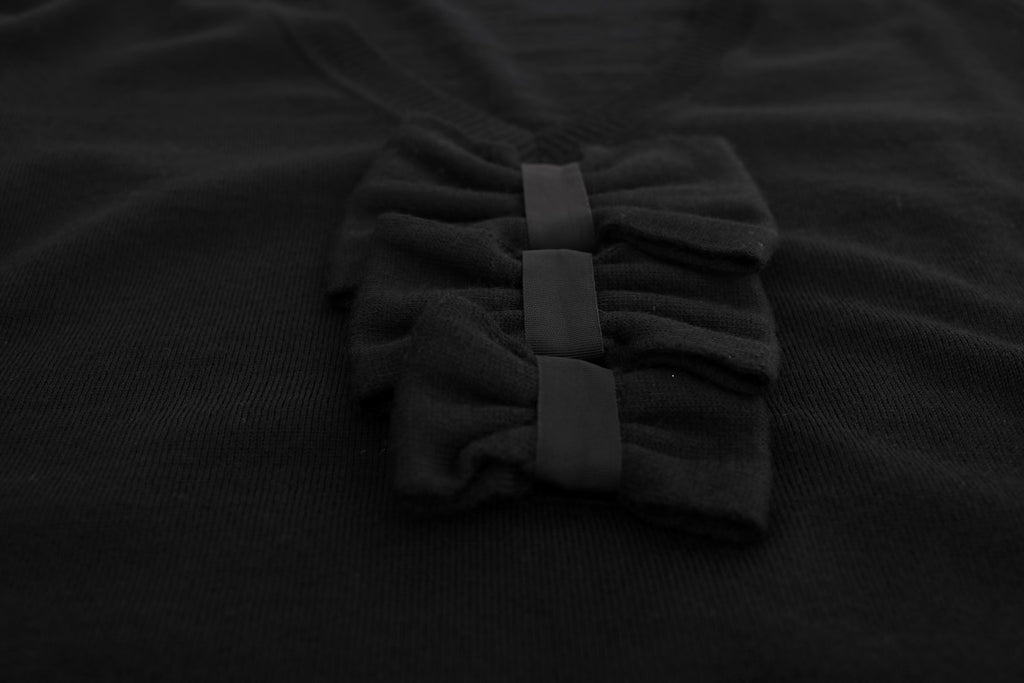 Robe droite à manches longues en laine noire MARGHI LO'
