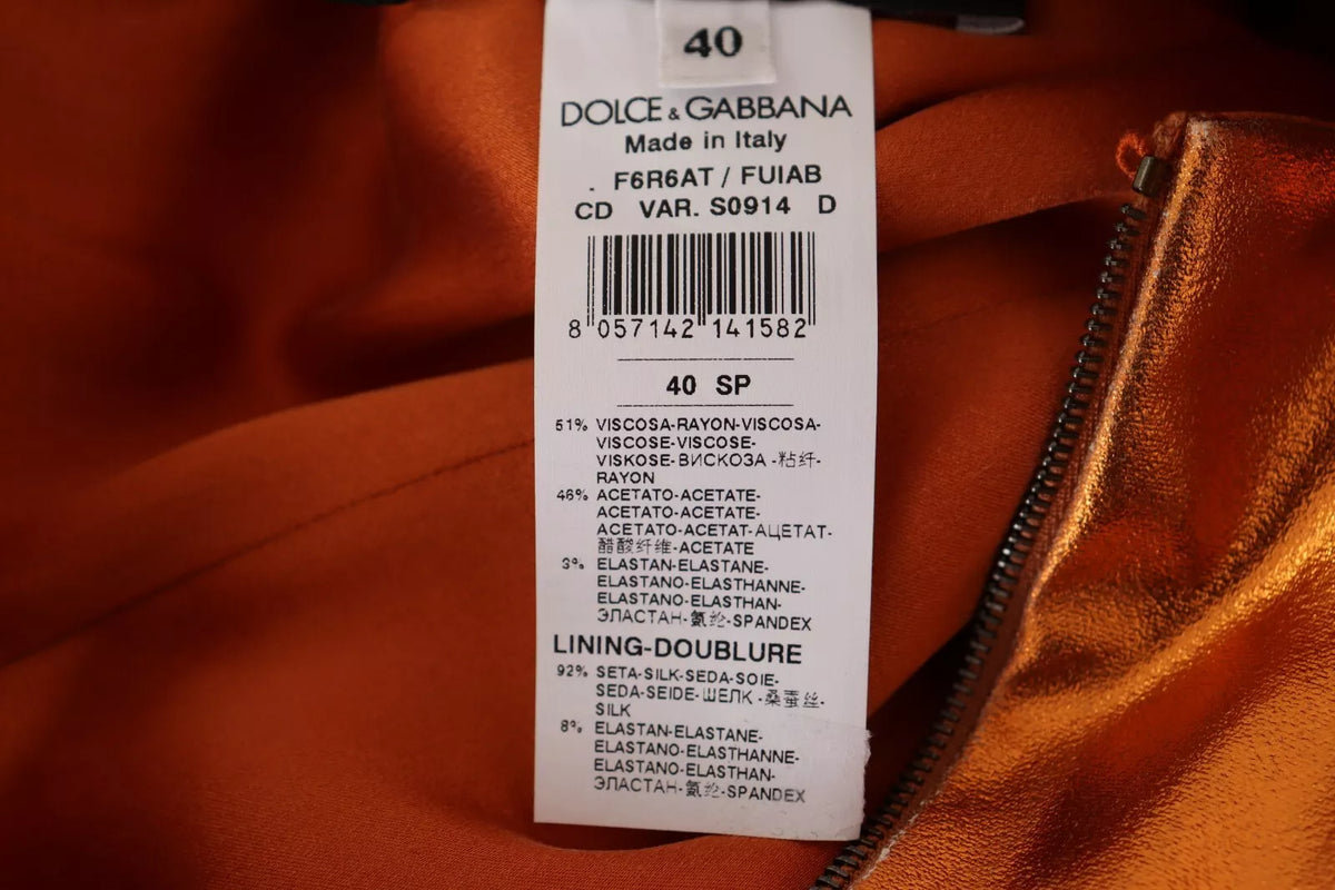 Robe fourreau sans manches Dolce & Gabbana orange métallisé