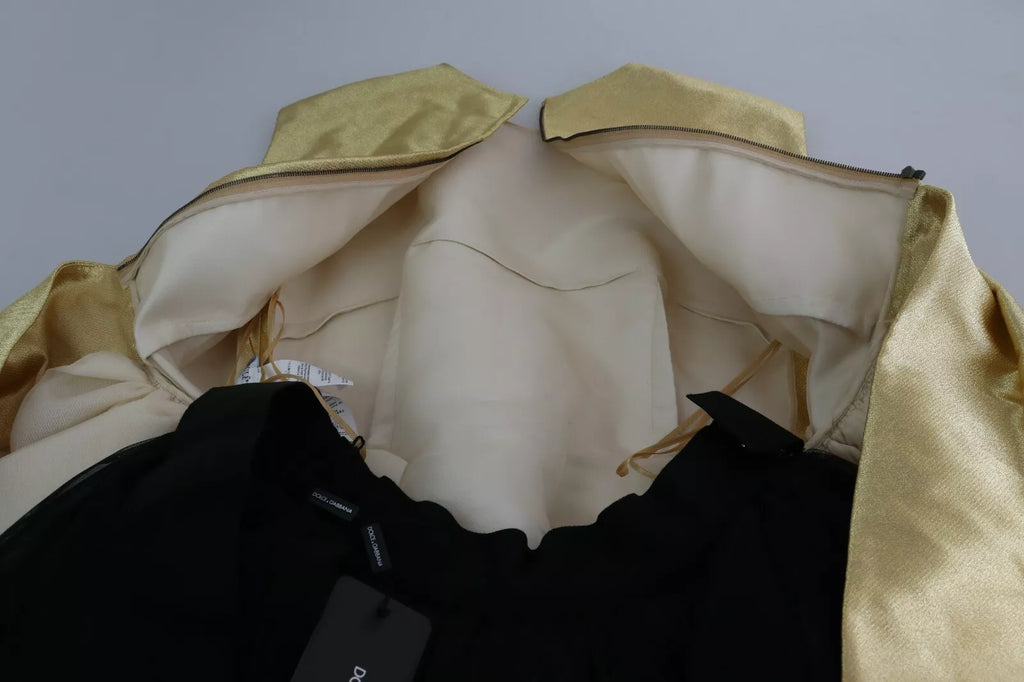 Robe trapèze sans manches en tulle de polyester doré Dolce & Gabbana