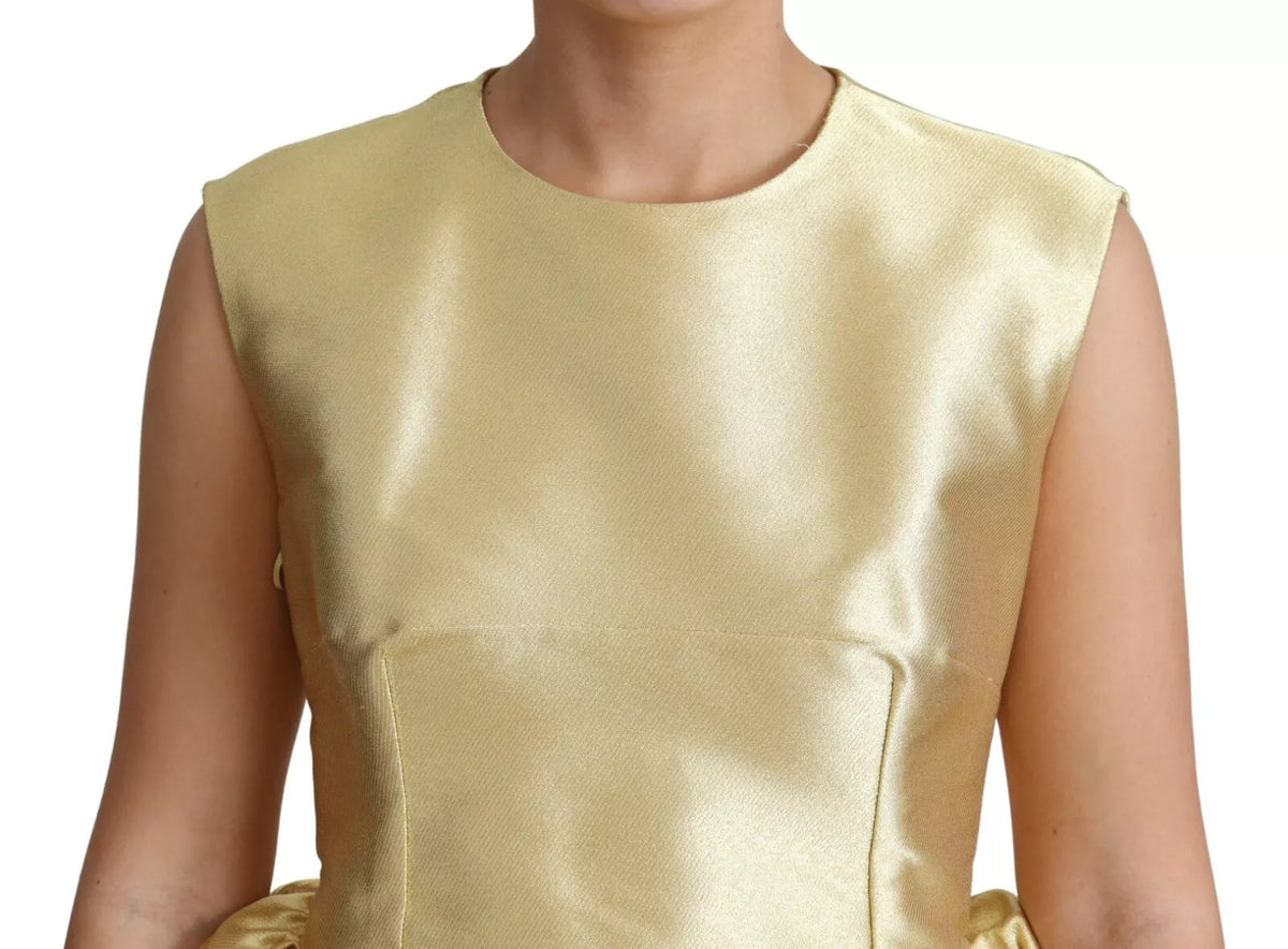 Robe droite sans manches en tulle doré polyester Dolce & Gabbana