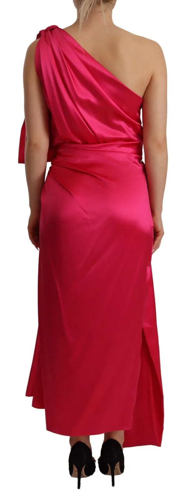 Robe midi asymétrique ajustée en soie rose Dolce & Gabbana
