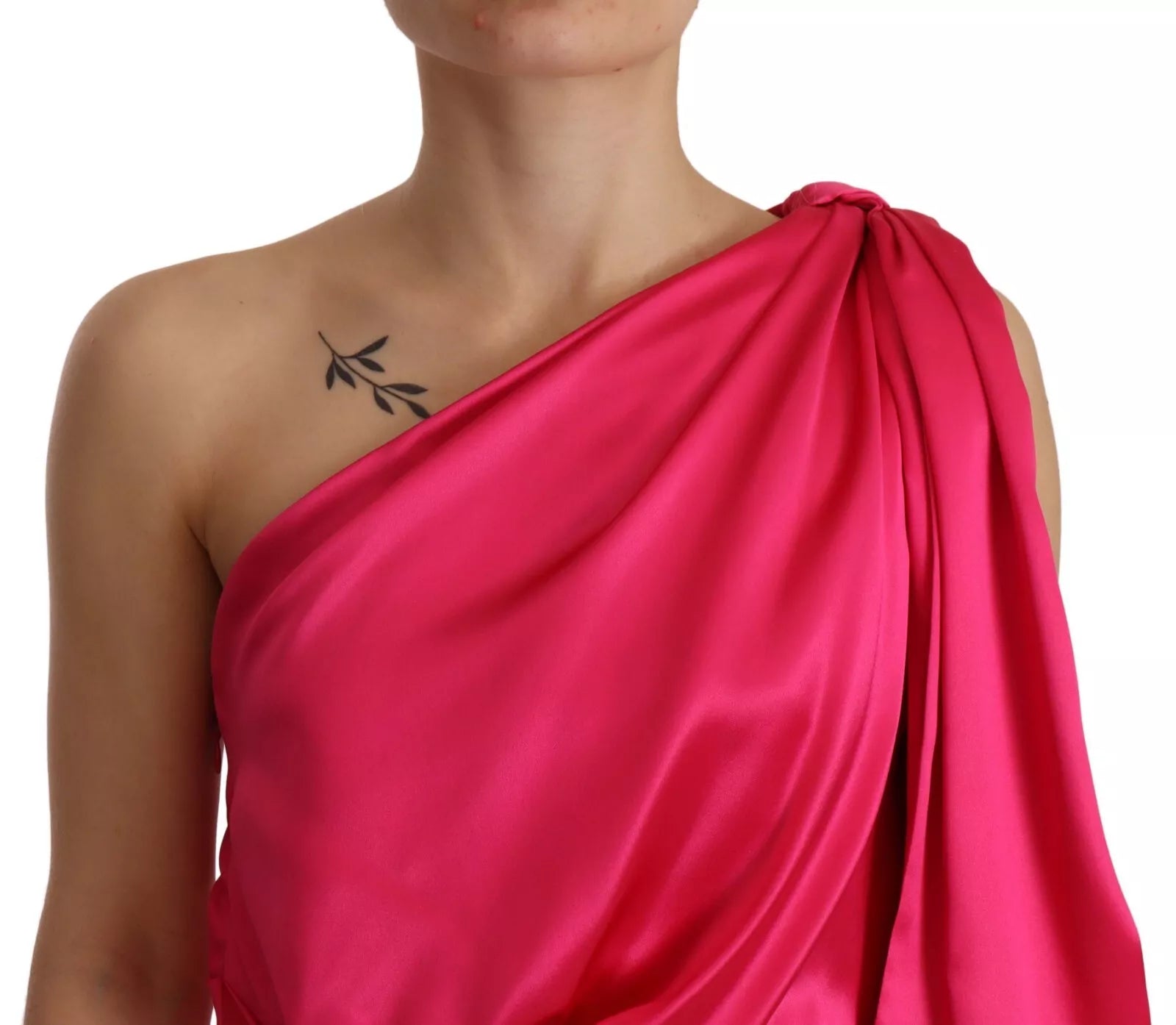 Robe midi asymétrique ajustée en soie rose Dolce & Gabbana