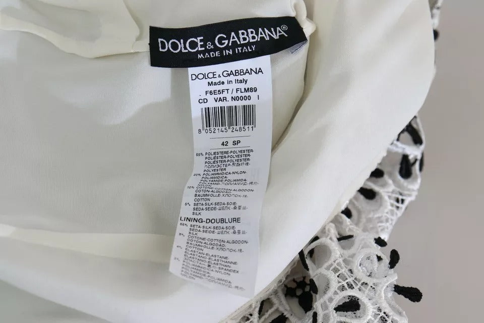 Robe midi trapèze Dolce & Gabbana blanche en polyester ajouré