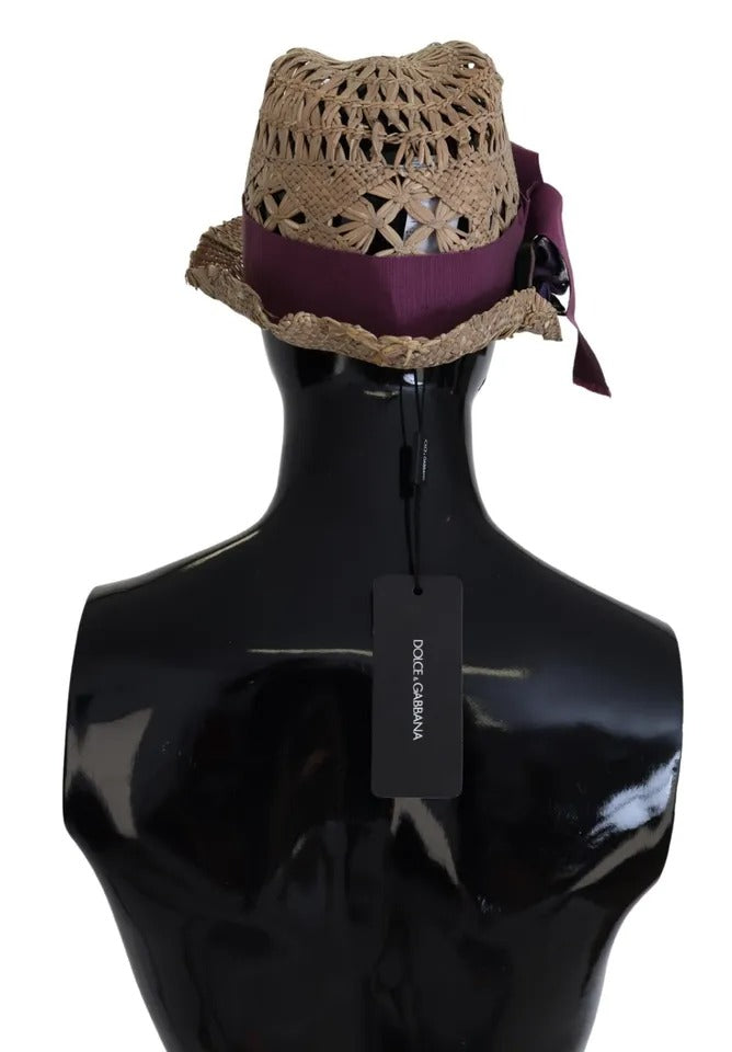 Chapeau de paille Dolce & Gabbana marron à ruban fleuri