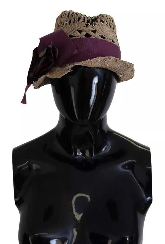 Chapeau de paille Dolce & Gabbana marron à ruban fleuri
