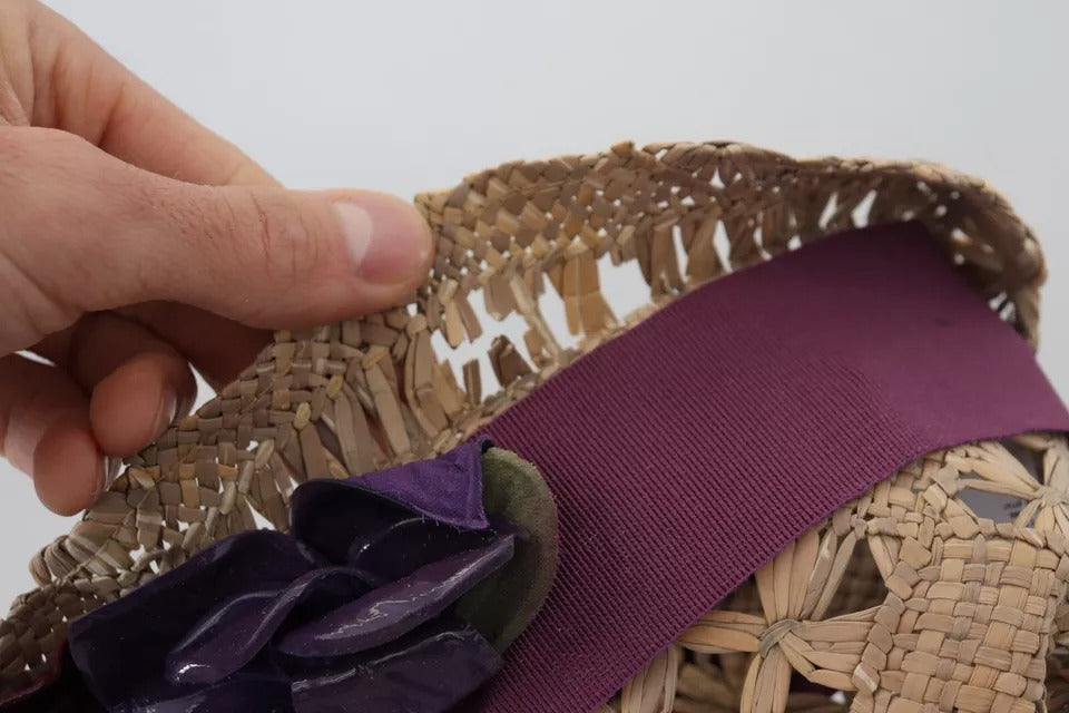 Chapeau de paille Dolce & Gabbana marron à ruban fleuri