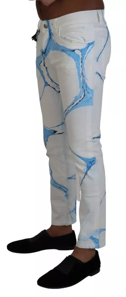 Jean slim Dolce & Gabbana en denim blanc et bleu