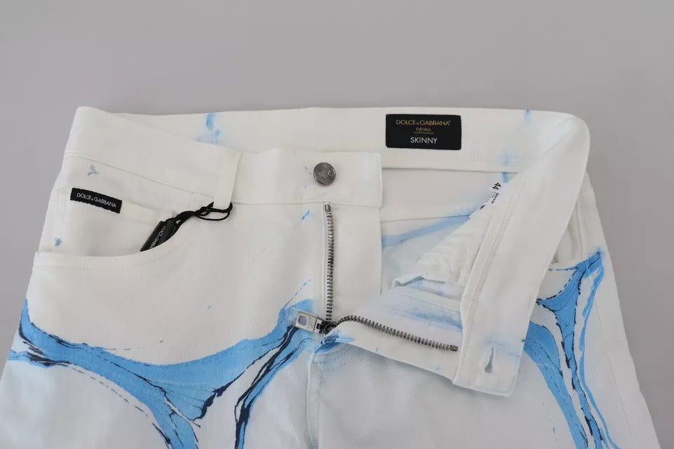 Jean slim Dolce & Gabbana en denim blanc et bleu